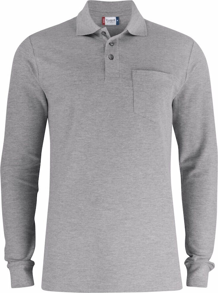 CLIQUE Basic Polo LS Pocket Grey melange (95)