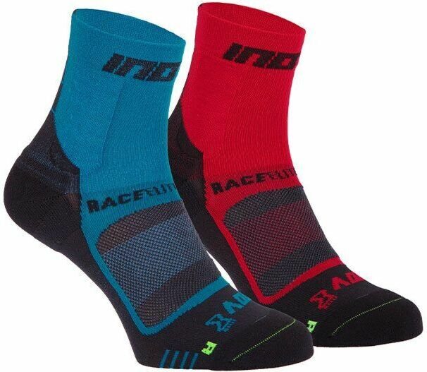 INOV-8 Race Elite Pro -kilpailusukat (tuplapakkaus) Sininen/musta, punainen/musta