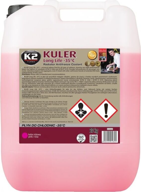 K2 KULER - Ready-to-use coolant -35°C 20 kg Vaaleanpunainen