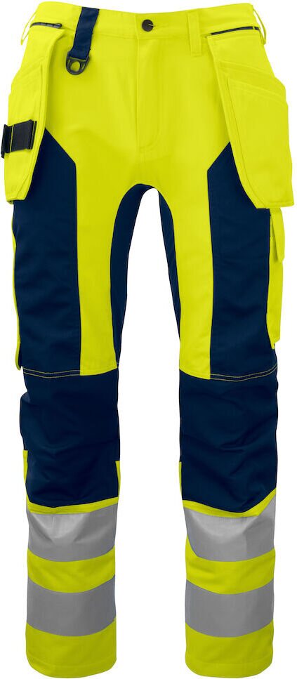 PROJOB 6513 Stretch huomiohousut EN ISO 20471 Luokka 2/1 Keltainen/Tummansininen (10)