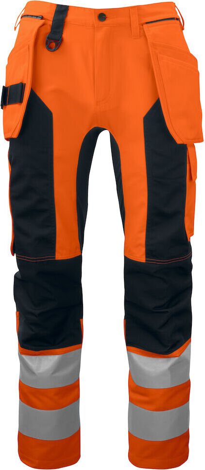 PROJOB 6513 Stretch huomiohousut EN ISO 20471 Luokka 2/1 Oranssi/Musta (1799)