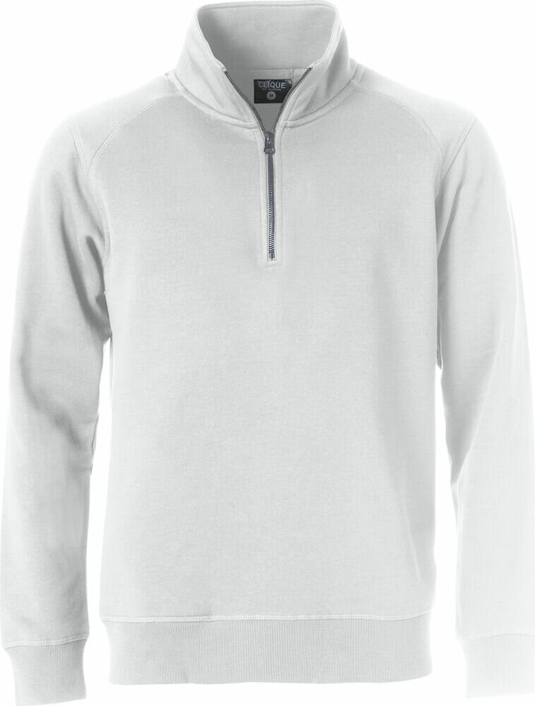 CLIQUE Classic -unisex-mallinen puolivetoketjullinen collegepaita Valkoinen (00)