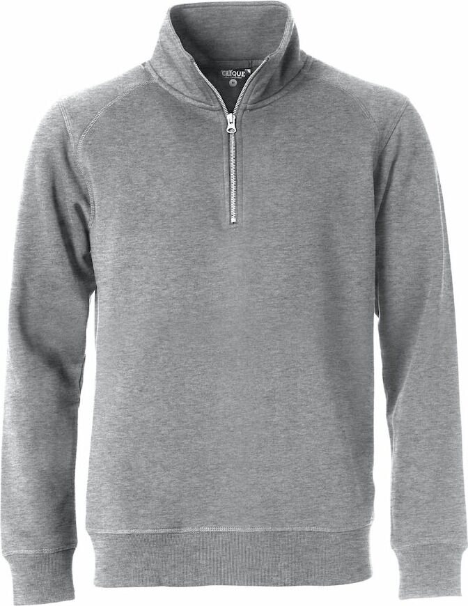 CLIQUE Classic -unisex-mallinen puolivetoketjullinen collegepaita Meleerattu harmaa (95)