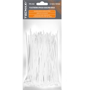 TECMAXX Cable ties 2.5 mm x 120 mm, white, 100 pcs.