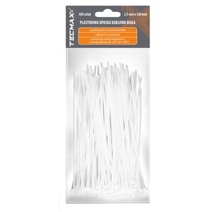 TECMAXX Cable ties 2.5 mm x 160 mm, white, 100 pcs.