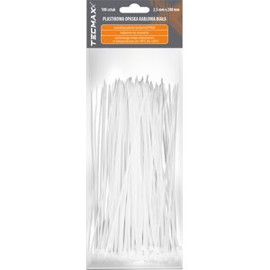 TECMAXX Cable ties 2.5 mm x 200 mm, white, 100 pcs.