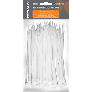 TECMAXX Cable ties 4.8 mm x 160 mm, white, 100 pcs.