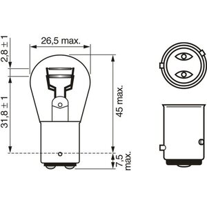 BOSCH Pure Light P21/4W-halogeenipolttimo 12V 21/4W BAZ15d (1 987 302 215)