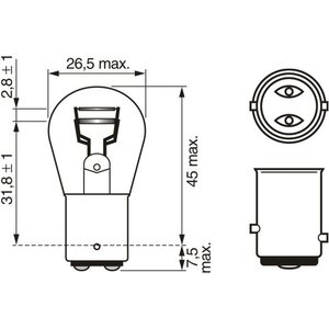 BOSCH Pure Light P21/5W-halogeenipolttimo 12V 21/5W BAY15d (1 987 302 202)