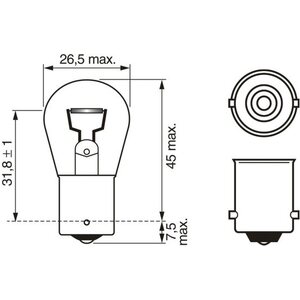 BOSCH Pure Light P21W-halogeenipolttimo 12V 21W BA15s (1 987 302 201)