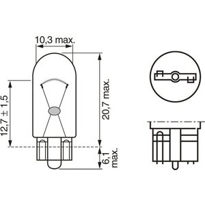 BOSCH Pure Light W5W-polttimo 12V 5W W2,1X9,5d (1 987 302 206)