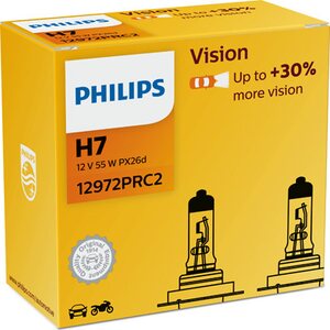 PHILIPS Vision +30% H7-halogeenipolttimopari 12972PRC2