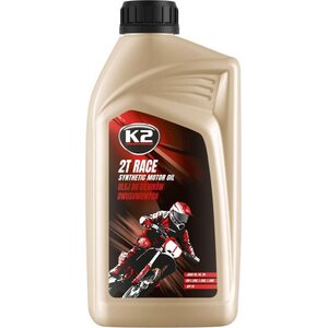 K2 2T Race sintetinė variklinė alyva – Visiškai sintetinė dvitakčių variklių alyva (raudona) 1 l