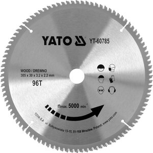 YATO Kovametalliteräinen pyörösahanterä puulle 305×30 mm, 96 hammasta
