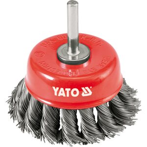 YATO Kuppiharja 75 mm akselilla, punottu teräslanka