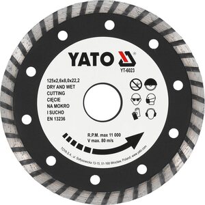 YATO Timanttilaikka, turbo, märkä /kuiva 125 x 2,6 x 8,0 x 22,2 mm