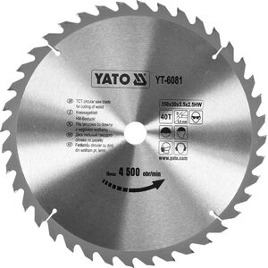YATO Kovametalliteräinen pyörösahanterä puulle 350×30 mm, 40 hammasta