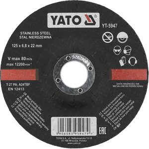 YATO Hiomalaikka, ruostumaton teräs 125 x 6,8 x 22 mm