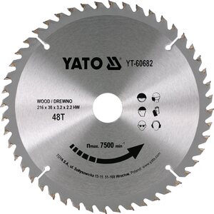 YATO TCT CIRCULAR SAW FOR WOOD 216*30MM 48 TEETH