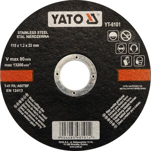 YATO Katkaisulaikka, ruostumaton teräs 115 x 1,2 x 22 mm