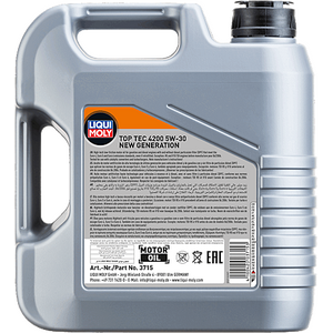 LIQUI MOLY Top Tec 4200 5W-30 VW 504 00/507 00 LL-04 Synthetic Motor Oil 4L (3715)