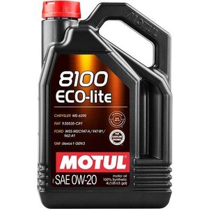 MOTUL 8100 ECO-lite 0W-20 pilnībā sintētiska motoreļļa 4L (API SQ, GM Dexos1 Gen3)
