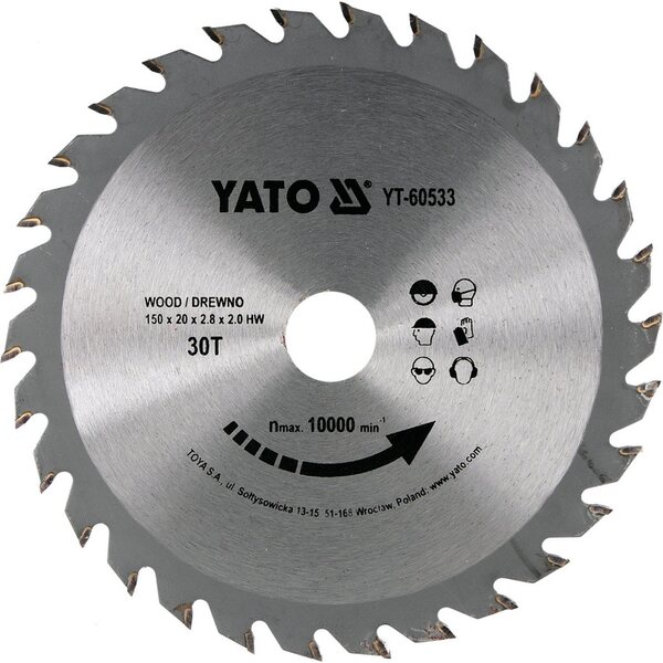 YATO Kovametalliteräinen pyörösahanterä puulle 150×20 mm, 30 hammasta
