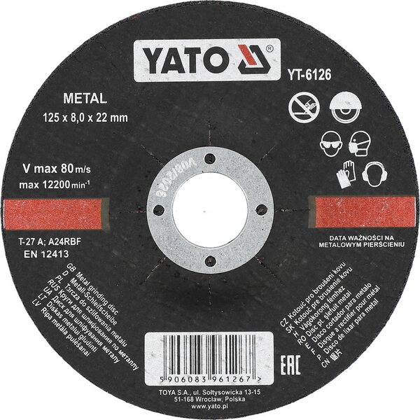 YATO Hiomalaikka 125 x 8,0 x 22 mm