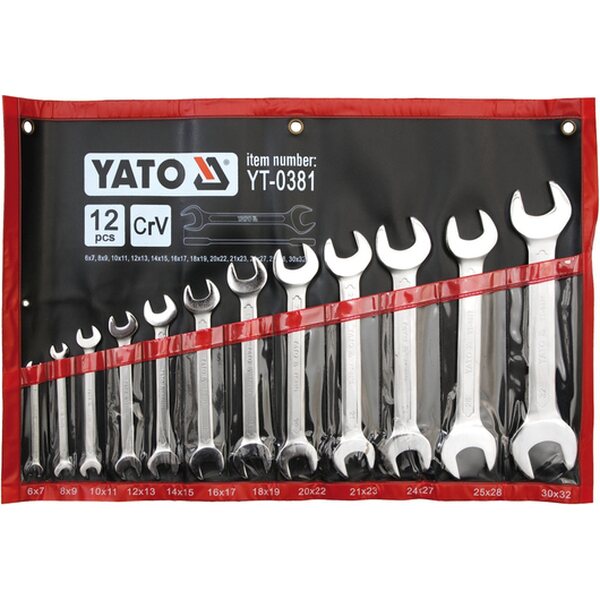 YATO Kaksoiskiintoavainsarja, kiillotetut päät, 6-32 mm, 12 kpl