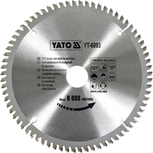 YATO TCT CIRCULAR SAW BLADE FOR ALUMINIUM 210X30X72 MM