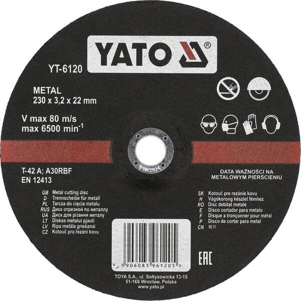 YATO Katkaisulaikka, metalli, syvennetty keskiö 230 x 3,2 x 22 mm