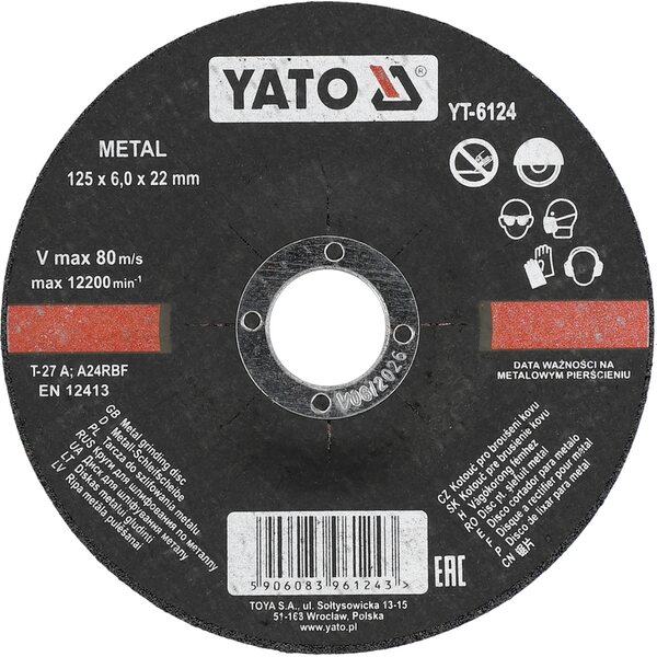 YATO Hiomalaikka, metalli 125 x 6.0 x 22 mm