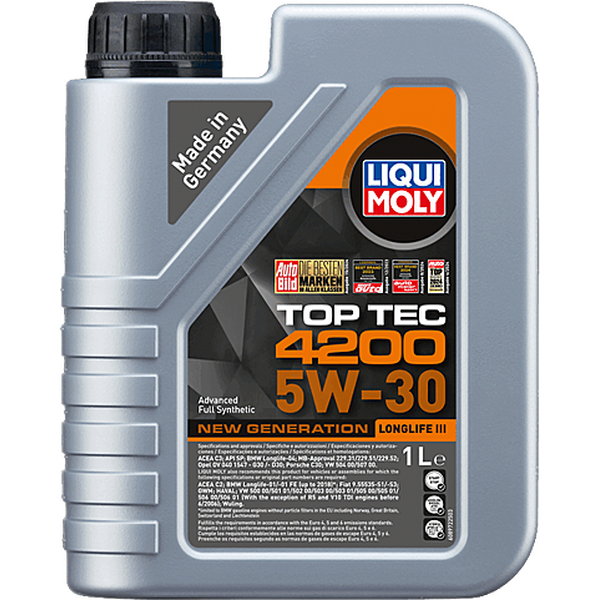 LIQUI MOLY Top Tec 4200 5W-30 VW 504 00/507 00 LL-04 Synthetic Motor Oil 1L (8972)