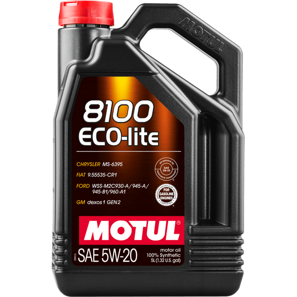 MOTUL 8100 ECO-lite 5W-20 Напълно синтетично моторно масло 5 л (API SQ, GM Dexos1 Gen2)