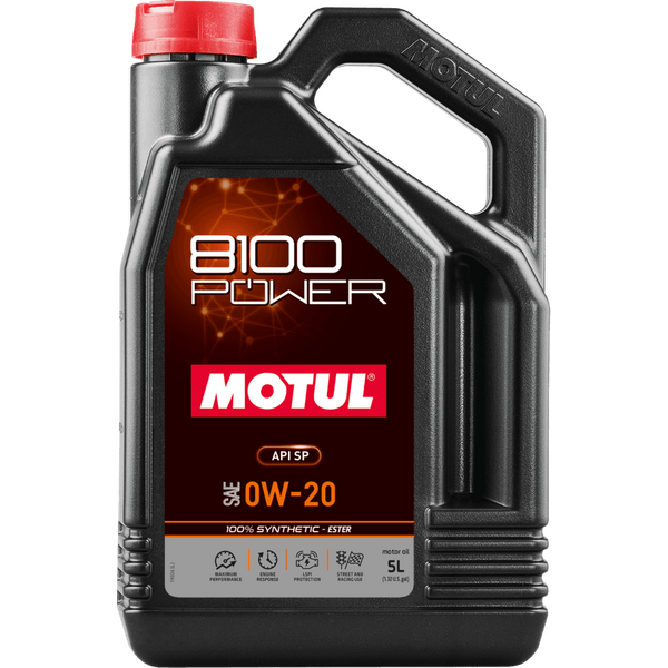 MOTUL 8100 Power 0W-20 Напълно синтетично двигателно масло на естерна основа 5 л (API SP)